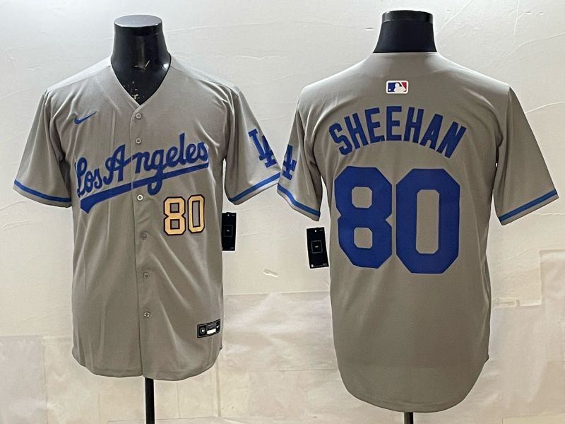 Men 2025 Los Angeles Dodgers #80 Sheehan Grey Game Nike MLB Jersey style 0012->los angeles dodgers->MLB Jersey